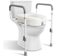 WeHwupe Asiento de inodoro elevado con asas para ancianos, elevadores de asiento de inodoro para personas mayores con brazos acolchados ajustables, asiento de seguridad elevado para inodoro estándar o
