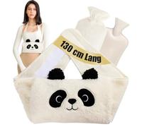 WeiaiziY 130cm Bolsa Agua Caliente, 3 en 1 Bolsas de Agua Caliente Con Funda para Bolsa de Agua Caliente y Cinturón, Goma Hot Water Bottle para Cuello, Hombro, Espalda, Abdomen, Cintura Caliente