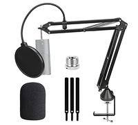 WEIBOND Razer Seiren X brazo de brazo con filtro pop, soporte profesional ajustable para micrófono de tijera con parabrisas de espuma compatible con Razer Seiren X Mircophone