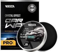 Weica Carnauba - Cera para coche de carnauba, color negro macizo, para coches negros, kit de cera de carnauba para coche, resistente a los arañazos, revestimiento de cerámica, 180 g, con esponja de