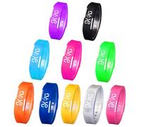 Weicam 10 relojes de pulsera electrónicos unisex con correa de silicona digital LED, impermeables, relojes al por mayor, Varios colores