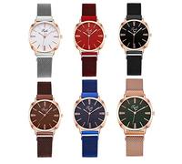 Weicam 6 relojes de pulsera analógicos de cuarzo con hebilla magnética simple para mujer