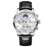 Weicam Hombres Niño Casual Impermeable Números Romanos Banda de Cuero Analógico Cuarzo Relojes de Pulsera con Cronógrafo Calendario Reloj de Negocios, Negro