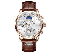 Weicam Hombres Niño Casual Impermeable Números Romanos Banda de Cuero Analógico Cuarzo Relojes de Pulsera con Cronógrafo Calendario Reloj de Negocios, Marrón