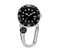 Weicam Reloj de bolsillo unisex analógico de cuarzo con brújula y sacacorchos FOB para exteriores, con calendario luminoso, para senderismo, mochilas, reloj, Negro