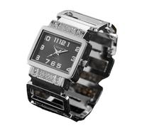 Weicam Reloj de pulsera analógico de cuarzo con esfera rectangular de cristal para mujer, Plateado