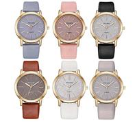 Weicam Reloj de pulsera analógico de cuarzo con esfera redonda y correa de cuero para mujeres y niñas, 8 unidades, Varios colores