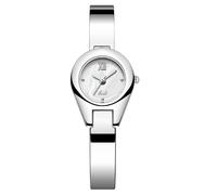 Weicam Reloj de pulsera analógico de cuarzo para mujer, con números romanos, estilo informal, minimalista, de cristal, color plateado