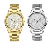 Weicam - Reloj de Pulsera analógico de Cuarzo para Mujer con números Romanos y 3 subesferas Decoradas, 2 Unidades