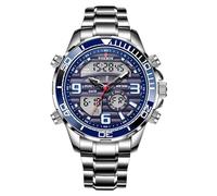 Weicam Reloj de pulsera digital de cuarzo analógico para hombre, doble pantalla, luminoso, impermeable, para parejas, Azul