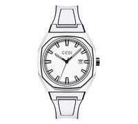 Weicam Reloj de pulsera para mujer, esfera octogonal, correa de silicona, luminoso, analógico, de cuarzo, con calendario, Blanco