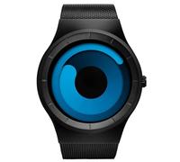 Weicam Unqiue Eddies Concept Aurora - Reloj de pulsera unisex con esfera redonda, analógico, de cuarzo, para parejas, Negro con Azul