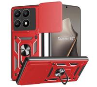 WeiCase Funda para Xiaomi 15T 5G, Tapa Deslizante para La Cámara, Armadura Carcasa con 360° Magnético Anillo Soporte Silicona Antigolpes Protectora Carcasa para Xiaomi 15T，Red