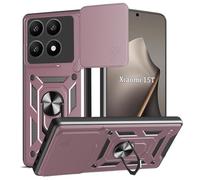 WeiCase Funda para Xiaomi 15T 5G, Tapa Deslizante para La Cámara, Armadura Carcasa con 360° Magnético Anillo Soporte Silicona Antigolpes Protectora Carcasa para Xiaomi 15T，Rose_Gold