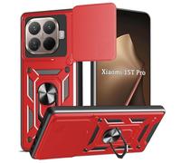 WeiCase Funda para Xiaomi 15T Pro 5G, Tapa Deslizante para La Cámara, Armadura Carcasa con 360° Magnético Anillo Soporte Silicona Antigolpes Protectora Carcasa para Xiaomi 15T Pro，Red