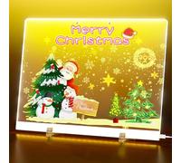 weiclianhp Tablero Acrílico Luminoso LED 30x20 cm con 7 Marcadores de Colores - Tablero de Escritura Transparente Limpiable con Soporte, Bloc de Notas y Mensajes LED