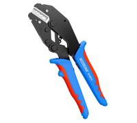 WEICON TOOLS Herramienta de crimpado ERGO, herramienta de crimpado ergonómica con cargador intercambiable, alicates para punteras de alambre, mecanismo de trinquete automático, azul/rojo