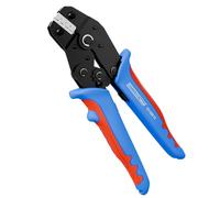 WEICON TOOLS Herramienta de crimpado MULTI, alicates de crimpado con cargador intercambiable, juego de alicates para punteras de alambre, mecanismo de trinquete automático, azul/rojo