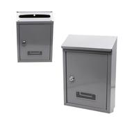 WEIDA Buzón Exterior de Acero INOX | Buzones de Correos Exterior Resistentes a Corrosión, Compactos 21,7x30x7 cm | Buzón de Pared con Tapa Protectora y Cerradura Lateral con Llave (Gris Metalizado)