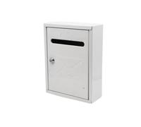 WEIDA Buzón Exterior de Acero Inox Individual | 20x26x7,5 cm | Buzones de Correos Exterior Resistentes, Compactos, Antilluvia | Buzón de Correos Seguro, Cerradura Lateral con Llave (Blanco metalizado)
