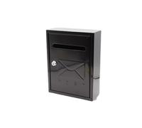 WEIDA Buzón Exterior de Acero INOX Individual | 20x26x7,5 cm | Buzones de Correos Exterior Resistentes, Compactos, Antilluvia | Buzón de Correos Seguro, Cerradura Lateral con Llave (Negro Metalizado)