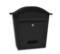 WEIDA Buzón Exterior de Acero INOX Individual | Buzones de Correos Exterior Resistentes, Elegantes, Antilluvia, Tamaño M 36,5x37x13,5 cm | Buzón de Correos Seguro, Cerradura Frontal con Llave (Negro)