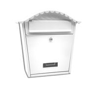 WEIDA Buzón Exterior de Acero Inox Individual | Buzones de Correos Exterior Resistentes, Elegantes, Antilluvia, Tamaño M 36,5x37x13,5 cm | Buzón de Correos Seguro, Cerradura Frontal con Llave (Blanco)