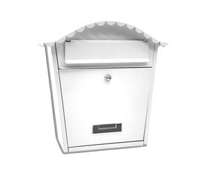 WEIDA Buzón Exterior de Acero Inox Individual | Buzones de Correos Exterior Resistentes, Elegantes, Antilluvia, Tamaño M 36,5x37x13,5 cm | Buzón de Correos Seguro, Cerradura Frontal con Llave (Blanco)