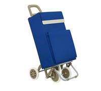 WEIDA Carro de la Compra 4 Ruedas | Bolsillo Exterior Térmico, Mango Ergonómico y Bolsa Impermeable Ideal para Congelados | Chasis con Apoyo Delantero y Base Abatible (1, Azul Marino)