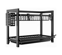 Weida | Escurridor de Platos 2 Niveles en Acero Negro | Estantería Multifuncional para Platos y Utensilios | Tamaño Compacto | Ideal para Cocinas Pequeñas (1, 43cm-39cm-23.5cm)