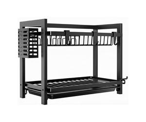 Weida | Escurridor de Platos 2 Niveles en Acero Negro | Estantería Multifuncional para Platos y Utensilios | Tamaño Compacto | Ideal para Cocinas Pequeñas (1, 43cm-39cm-23.5cm)
