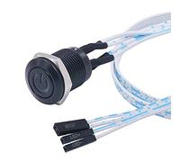 weideer Interruptor de botón momentáneo de 12 mm, interruptor de chasis de metal, impermeable, anillo amarillo de 6 V, interruptor de encendido/apagado con cable para agujero de montaje de 12 mm M-12