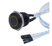 weideer Interruptor de botón momentáneo de 16 mm, interruptor de chasis de metal, impermeable, anillo amarillo de 6 V, interruptor de encendido/apagado con cable para agujero de montaje de 16 mm M-16