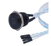 weideer Interruptor de botón momentáneo de 16 mm, interruptor de chasis de metal, impermeable, anillo azul, luz LED de símbolo de alimentación, interruptor de encendido/apagado con cable para orificio