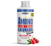 WEIDER Amino Power Liquid, Aminoácidos Líquidos altamente dosificados, Amino Líquido con los nueve Aminoácidos Esenciales (EAA) y extra L-Leucina, Pre, Intra y Post Entrenamiento, Arándano, 1 L