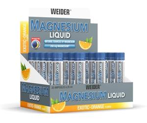 Weider Ampollas de Magnesio Líquido, 20x25ml, Naranja Exótica | 250mg de Magnesio Biodisponible, Suplemento Alimenticio