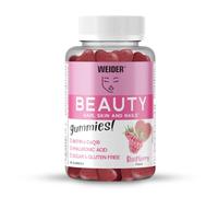 Weider - Beauty Gummies, Gominolas con Fórmula Anti-Aging y Vitamina C, Ayuda en el Cuidado de Piel, Uñas y Pelo, Sin Azúcares y Sin Gluten, Sabor a Frambuesa - Bote con 40 Gominolas