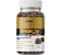 Weider Energy Caffeine Gummies (80 Gominolas) Sabor Cola. Gominolas de Cafeína para energía y enfoque mental. Con Guaraná, Taurina, Vitamina B y C. Sin azúcar. Sin alérgenos.