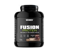 Weider Fusion Protein (1,2kg) Sabor Chocolate Brownie. Proteína a base 4 fuentes de proteínas de calidad, origen animal y vegetal, 22g Proteínas + 4,3g BCAA/porción, Sin Azúcar añadido, Sin Aspartamo