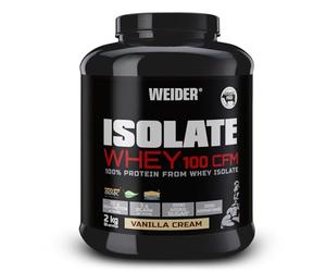 Weider Isolate Whey 100Cfm, 100% Aislado de Proteina de Suero, Cero Azúcar, Cero Aspartamo, con Stevia, con Dygezime, con Bcaa, Apto para Veganos, Isolac, para Dietas Keto, Negro, Vainilla, 2 Kg