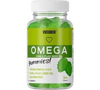 Weider - Omega Gummies, Gominolas de Ácidos Grasos Omega 3-6-9, 100 Percentage Vegetal con Semillas de Chía y Lino, Sin Azúcares y Sin Gluten, Apta para Veganos, Sabor Lima - Bote de 50 gominolas