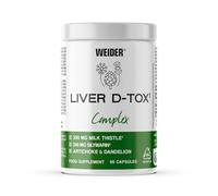 Weider Liver D-Tox Complex (90 Cápsulas) Complejo de extractos de Cardo Mariano con 80% Silimarina, Diente de León y Alcachofa, con Colina y Vitamina B6, Vegano (45 porciones)