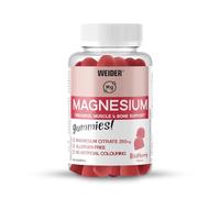 Weider Magnesium Gummies (48 gominolas) Sabor Frambuesa, con 250mg de Magnesio Citrato/dosis, sin gluten, sin alergenos, sin colorantes artificiales, para musculos y huesos, reduce cansancio y fatiga