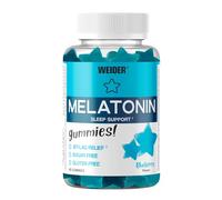 Weider Melatonin Gummies (60 Gominolas) Sabor Arándano. 1 mg de melatonina por gominola. Sin Azúcares y Sin Gluten. Ayuda contra el Jet-lag y para mejorar la calidad del sueño.