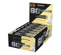Weider 60% Protein Bar Vainilla Caramelo 24 x 45 gr. La barrita con más proteína del mercado. Con 4 g de BCAAs por barrita.