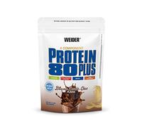 Weider Protein 80 Plus, 500g, Brownie Doble Chocolate | Proteína en Polvo de 4 Componentes, 80% de Proteínas, Batido Cremoso con Calcio y Vitamina B6