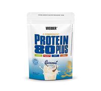 Weider Protein 80 Plus, 500g, Coco | Proteína en Polvo de 4 Componentes, 80% de Proteínas, Batido Cremoso con Calcio y Vitamina B6