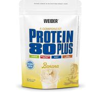 Weider Protein 80 Plus - Proteína en Polvo de 4 Componentes - Alto Contenido de Proteína con 80% de Proteínas - Batido Cremoso con Calcio y Vitamina B6-500g - Plátano