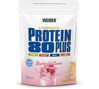 Weider Protein 80 Plus - Proteína en Polvo de 4 Componentes - 80% de Proteína - Batido Cremoso con Calcio y Vitamina B6-500g - Crema de Frambuesa