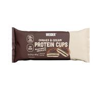 Weider Protein Cups Cookies&Cream (20x42g) Tartaletas con alto de contenido de proteínas y Bajo en Azúcar, con cobertura de Chocolate, Sin gluten (20 sobres de 2 tartaletas)